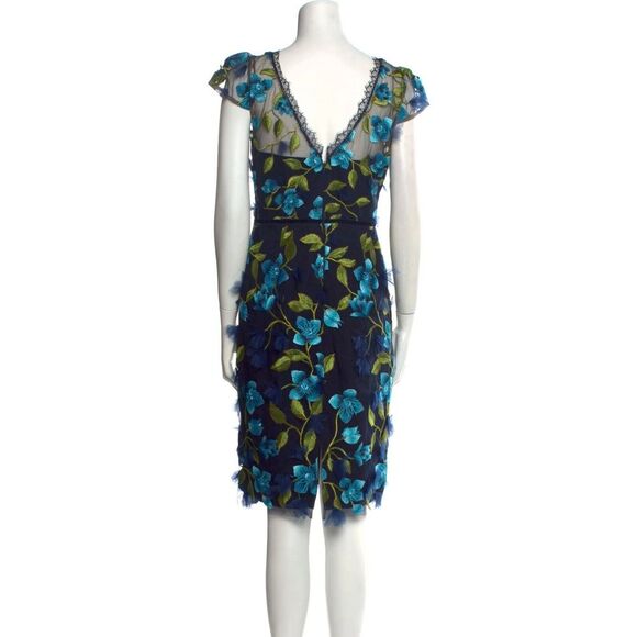 Marchesa Notte Floral Print Knee-Length Dress - Picture 4 of 9